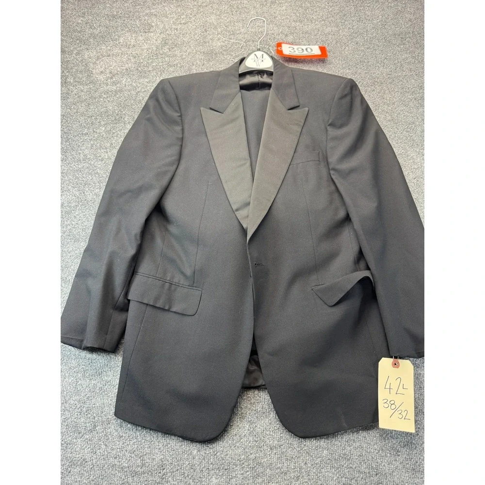 Cerruti 1881 Couture Men's 1-Button Tuxedo - 42L Jacket / 38x32 Pleated Pants Bl